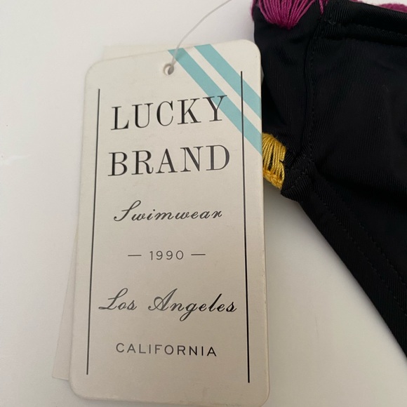 Lucky Brand bikini bottoms black crochet detail swimsuit Hipster bathing M - Picture 6 of 11